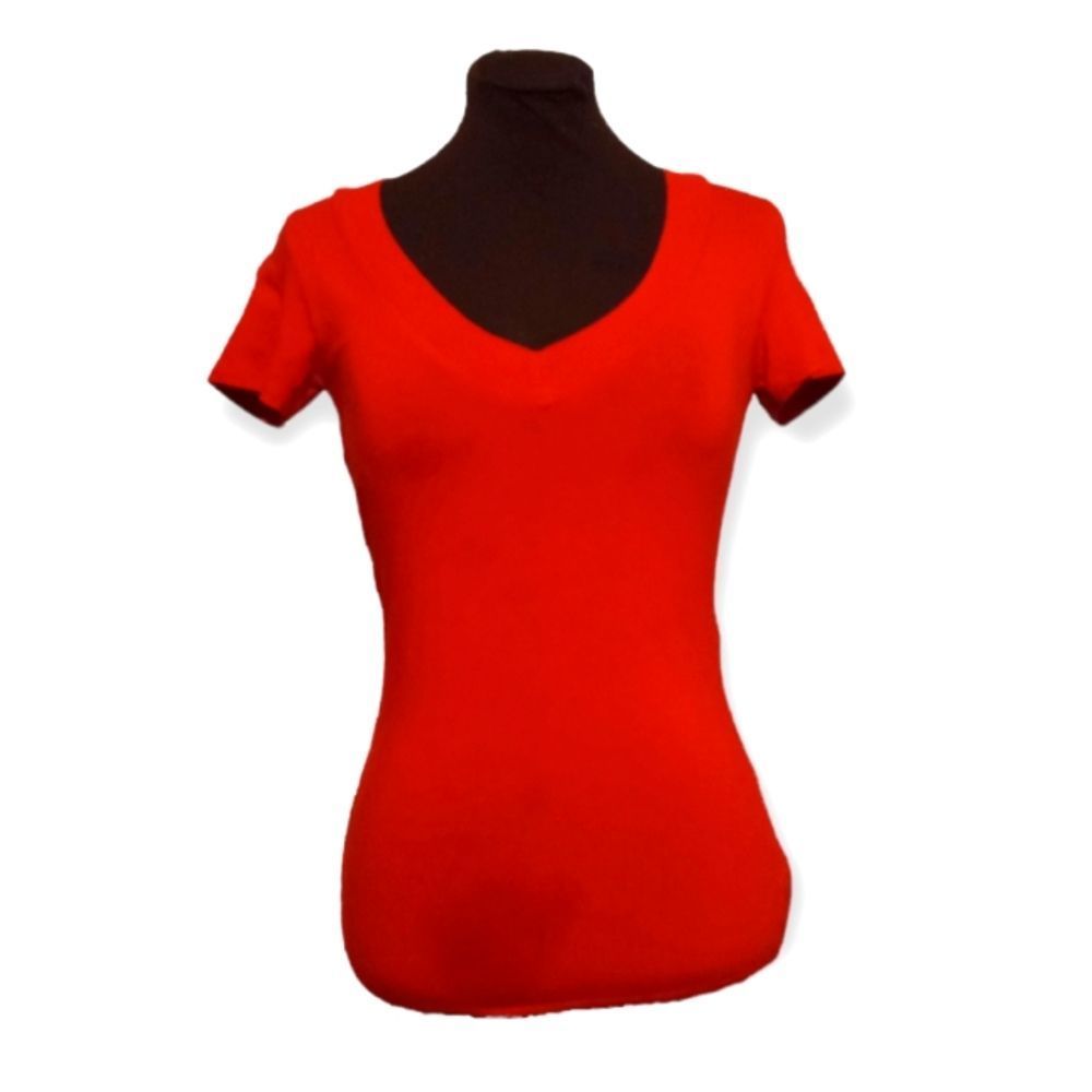Ambieance womens V-Neck, Candy Apple Red, Medium.